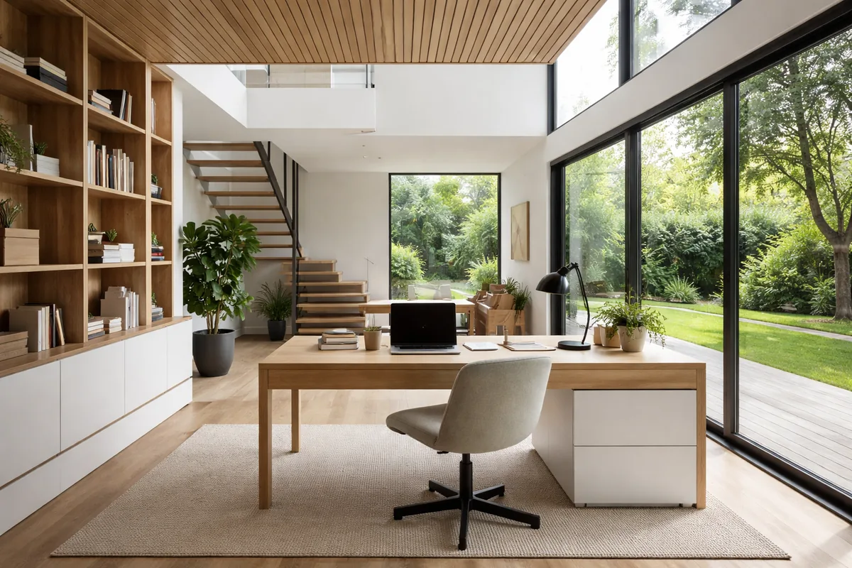 Aménager un bureau à domicile dans une maison d'architecte